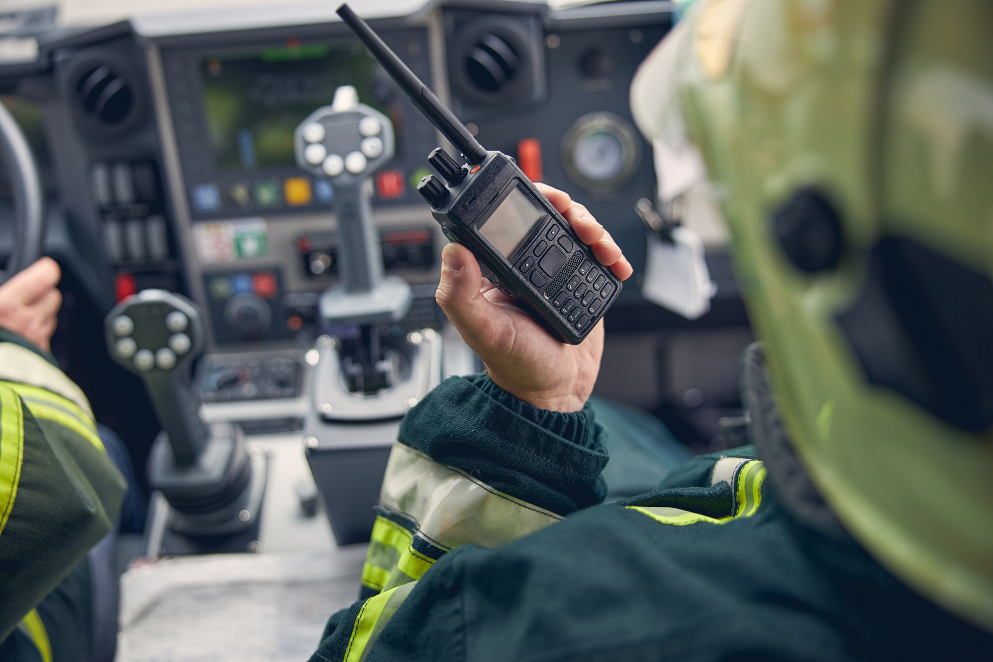Emergency Personnel Using Radio